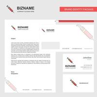 Syringe Business Letterhead Envelope and visiting Card Design vector template
