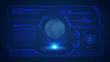 Modern HUD Technology Screen Background with blue globe vector