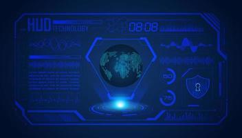 Modern HUD Technology Screen Background with blue globe vector