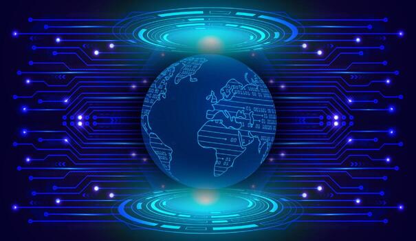 Modern World Map Holograph on Technology Background vector