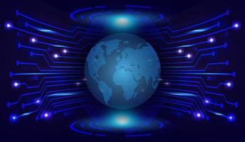 Modern World Map Holograph on Technology Background vector