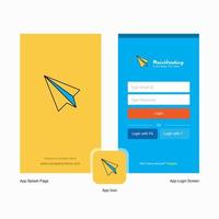 Company Paper plane Splash Screen and Login Page design with Logo template Mobile Online Business Template vector