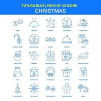 iconos de navidad futuro azul 25 paquete de iconos vector