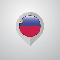 puntero de navegación del mapa con el vector de diseño de la bandera de liechtenstein