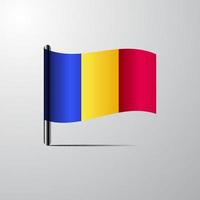 Romania waving Shiny Flag design vector