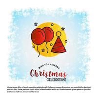 Merry Christmas card with creative design and light background vector