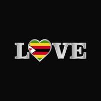 tipografía de amor con vector de diseño de bandera de zimbabwe