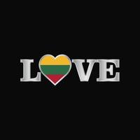 Love typography with Lithuania flag design vector
