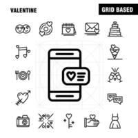 los iconos de línea de san valentín establecidos para infografías kit uxui móvil y diseño de impresión incluyen cd disco amor san valentín mano romántica amor san valentín conjunto de iconos vector