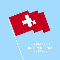diseño tipográfico del día de la independencia de suiza con vector de bandera