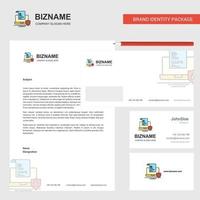 GDPR document on laptop Business Letterhead Envelope and visiting Card Design vector template