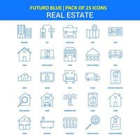 Real Estate Icons Futuro Blue 25 Icon pack vector