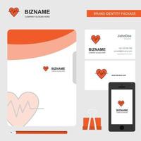 Heart beat Business Logo File Cover Visiting Card and Mobile App Design Vector Illustration