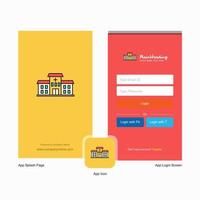 Company Hospital Splash Screen and Login Page design with Logo template Mobile Online Business Template vector