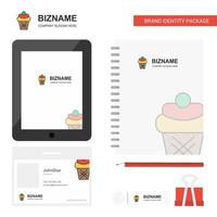 Ice cream Business Logo Tab App Diary PVC Employee Card and USB Brand Stationary Package Design Vector Template