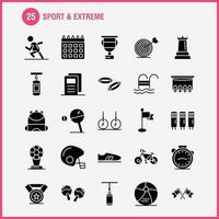 Sport And Extreme Solid Glyph Icons Set For Infographics Mobile UXUI Kit And Print Design Include Calendar Day Time Date Time Clock Watch Timer Icon Set Vector