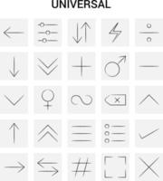25 Hand Drawn Universal icon set Gray Background Vector Doodle