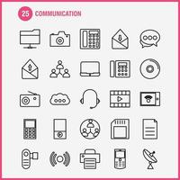 los iconos de la línea de comunicación establecidos para infografías kit uxui móvil y diseño de impresión incluyen computadora portátil dispositivo electrónico chat móvil sms colección de comunicación logotipo infográfico moderno a vector