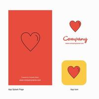 Heart Company Logo App Icon and Splash Page Design Creative Business App Design Elements vector