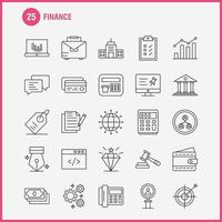 iconos de línea de finanzas establecidos para infografías kit de uxui móvil y diseño de impresión incluyen texto de pin de computadora investigación de búsqueda de finanzas conjunto de iconos de hombre de finanzas vector