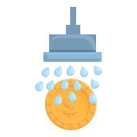 Shower coin anti-money laundry icon, cartoon style vector