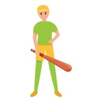 Kid baseball player icon, cartoon style vector