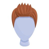 Short stylish wig icon, cartoon style vector