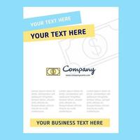 Dollar Title Page Design for Company profile annual report presentations leaflet Brochure Vector Background