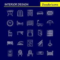 Interior Design Hand Drawn Icons Set For Infographics Mobile UXUI Kit And Print Design Include Switch Plug Electronics Electric Table Furniture Home Tables Eps 10 Vector