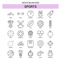 conjunto de iconos de línea deportiva 25 estilo de contorno discontinuo vector