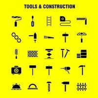 Tools And Construction Solid Glyph Icon Pack For Designers And Developers Icons Of Box Case Cog Construction Construction Measure Tape Tape Vector