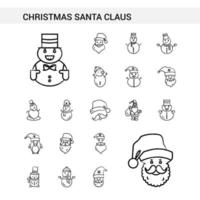 Christmas Santa Clause hand drawn Icon set style isolated on white background Vector