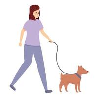 Housewife walking dog icon cartoon vector. Mom multitasking vector