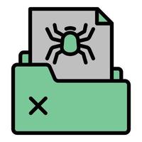 Folder bug icon outline vector. Internet data vector