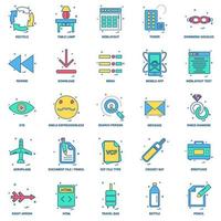 25 conjunto de iconos de color plano de mezcla de concepto de negocio vector