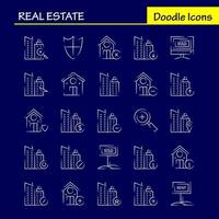 paquete de iconos dibujados a mano de bienes raíces para diseñadores y desarrolladores iconos de bienes raíces ayuda hogar información de la casa vector de bienes raíces