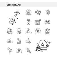 Christmas hand drawn Icon set style isolated on white background Vector