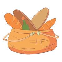 Bread basket icon, cartoon and flat style vector