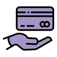 Check credit card icon outline vector. Online bank vector