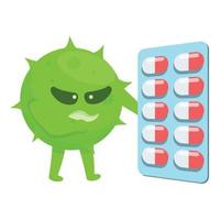 icono de resistencia a los antibióticos, estilo de dibujos animados vector