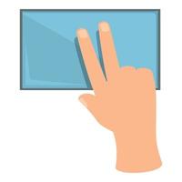 Two finger touch icon cartoon vector. Phone screen