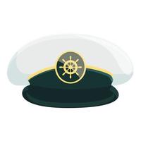 Sea captain hat icon, cartoon style vector