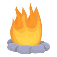 Burning bonfire icon, cartoon style vector