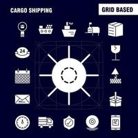 Cargo Shipping Solid Glyph Icon for Web Print and Mobile UXUI Kit Such as Shield Cargo Security Delivery Mobile Cell Cargo Box Pictogram Pack Vector