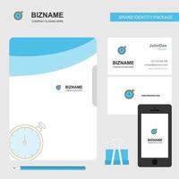 Stopwatch Business Logo File Cover Visiting Card and Mobile App Design Vector Illustration