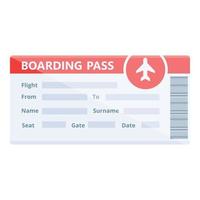 New boarding pass icon, cartoon style vector