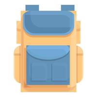 icono de mochila safari, estilo de dibujos animados vector