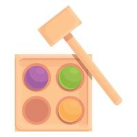 Montessori ball mallet icon cartoon vector. Wood toy vector