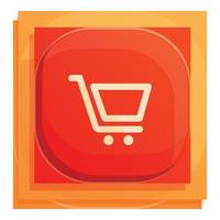 Shop cart button interface icon, cartoon style vector