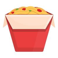 Takeaway chinese noodles icon, cartoon style vector